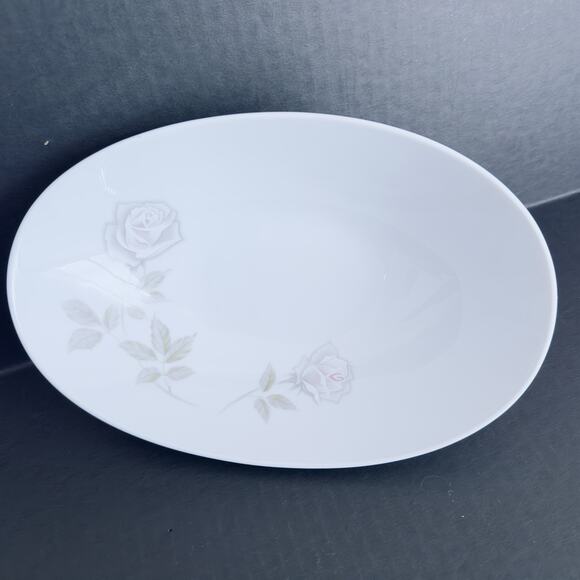 Noritake Edenrose 10" Oval Vegetable Bowl Gray/Pink/White Roses VTG - Picture 16 of 16